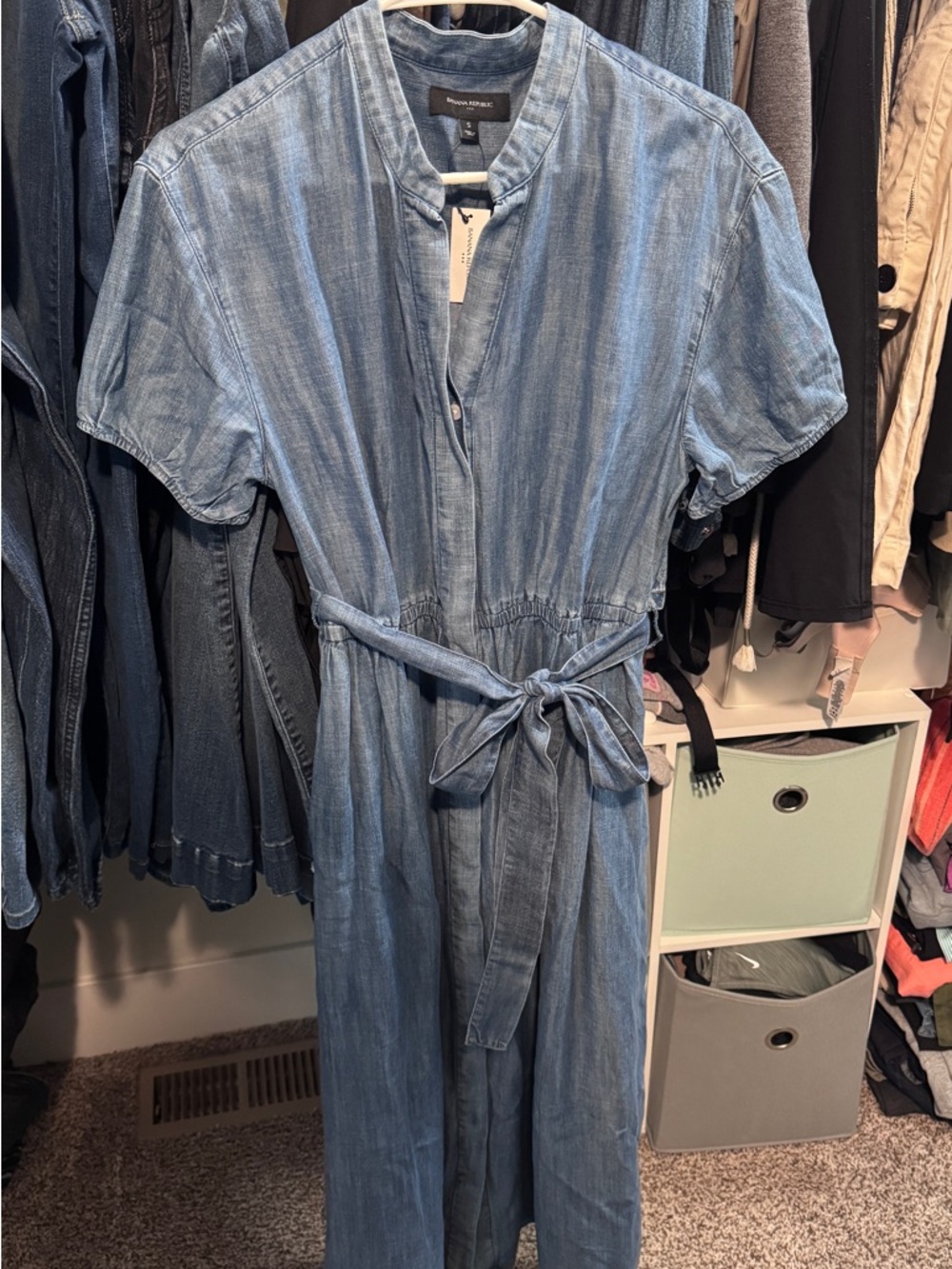 Banana Republic Light Blue Denim Tie-Waist Dress - Small, NWT